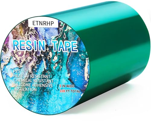 ETNRHP 850g Glue Resin Tape for Epoxy Resin Molding Silicone High Temperature Resistance Thermal Adhesive Release Epoxy Tape Easy Peeling for River Tables Bezels Jewelry Making-5INx108FT