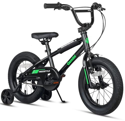 AVASTA 16 Inch Little Kids Bike für über 4 Jahre alte Jungen Mädchen Jugend BMX Style Fahrrad mit Stützrädern Coaster & hinten V-Bremse, schwarz