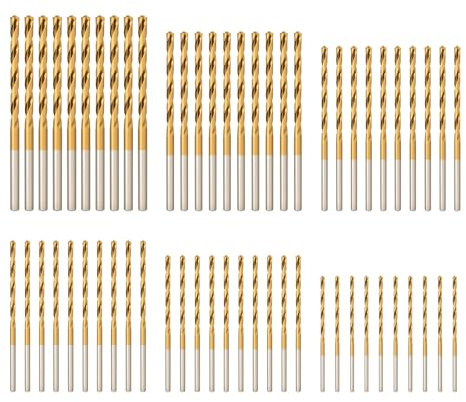 Pilikoll 60 Piezas Brocas Helicoidales HSS Taladro de Titanio 1/1.5/2/2.5/3/3.2mm Micro Drill Set HSS Broca de perforación El conjunto Micro Brocas Helicoidales de Titanio para Plástico,Madera,Metal