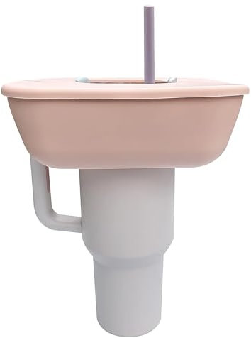 Siyecioa Snack-Schüssel für Stanley Cup, Snack-Ring-Tablett, Lebensmittelechtes Material für 40 oz Stanley Cup, Silikon Snack-Ring-Tablett mit 3 Fächern, Große Kapazität, Stärker (Rosa)