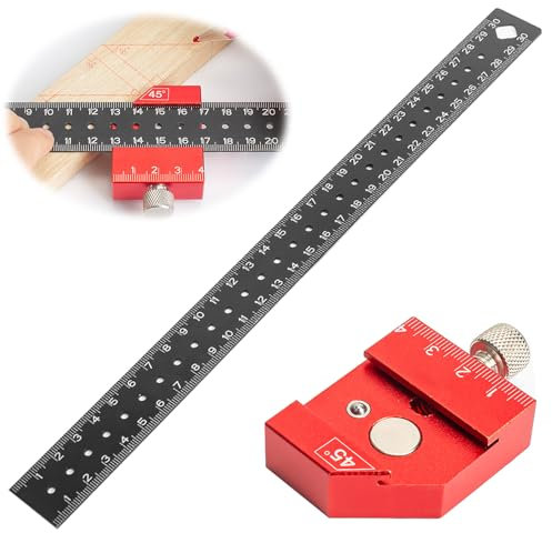 Ylinwtech Regla De Acero Inoxidable,Posicionamiento De Carpintero,Escuadra Para Carpintería,Regla De Ángulo Ajustable A 45°90°,30cm De Largo,Regla de marcado,Precisa Para Trazado Y Medición