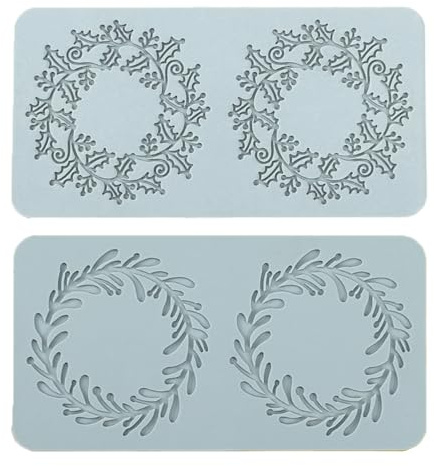 Molyorch 2 Piezas Molde Silicona, Adecuado para Pasteles, Rejillas Pasteles Molde de Encaje, Alfombrilla de Encaje de Silicona, Postres, Y puedes conseguir patrones de corona navideña Arte con Azúcar