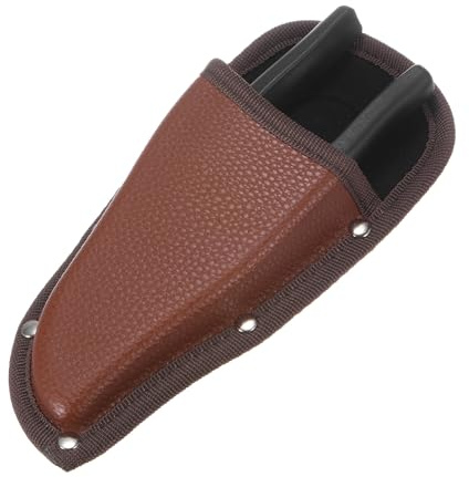 M METERXITY Garden Pruner Sheath, Portable PU Leather Pruning Shears Sheath Plier Holder for Belt, Garden Scissors Leather Case for Hand Pruner/Garden Shears/Clippers [Red-Brown]