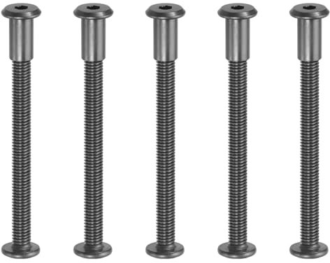 PATIKIL 5 kit Tornillo de Conexión, M8*60mm Postes de Tornillo de Unión Hexagonal Tornillos Chicago de Encuadernación Acero al Carbono Manguito para Muebles Cinturón Armario, Negro