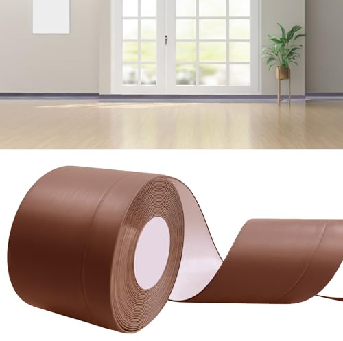 DIKARIYA Plinthe Souple Autoadhésive, 50x20mm 6m Brun Plinthe PVC Adhesive Cuisine, Plinthe PVC Souple Convient pour Cuisine et Salle de Bain, Flexible Ruban Autocollante d'étanchéité en PVC