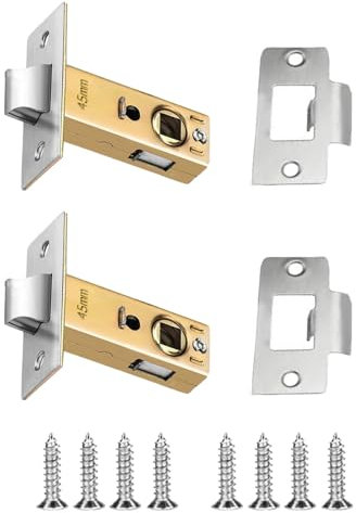 2 Set 45mm Tubular Latch,Forked Mortice Latch,Internal Door Lock Mortice Latch Mute Door Sprung Latch Tubular Mortice Latch for Internal Doors Sprung Lever Door Handles