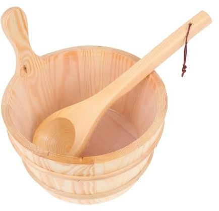 YARNOW Ensemble De Seau Et Louche en Bois pour Sauna À Vapeur pour La Salle De Sauna Poignées Faciles À Utiliser