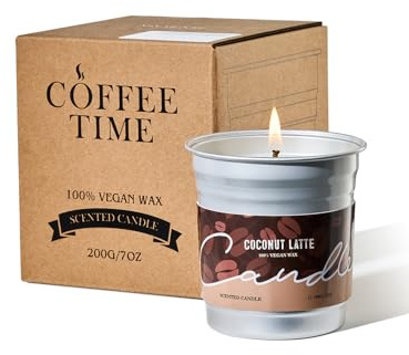 M&SENSE Candele Profumate al Latte di Cocco e Vaniglia, 200g | Bruciatura Lunga Fino a 48 Ore | Relax e Meditazione | Regalo Elegante per Compleanno o Festa della Mamma