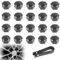 KYLOS 20 Pezzi Copridadi Ruota 17Mm Copridadi Bullone Ruota, Copridadi Esagonali Per Pneumatici Con Set Di Strumenti Di Rimozione Per Auto (Nero),Cerchi In Lega 17