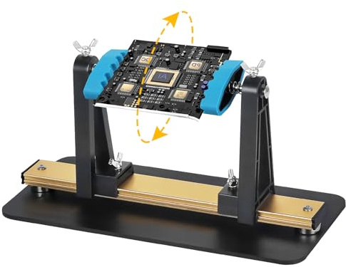 EOOKU Circuit Board Holder Helping Hands with Heavy Base for Soldering and Repair, Adjustable 360° Rotation, Strong Magnetic, Space-Saving and Aluminum, Durable for Electronics PCB