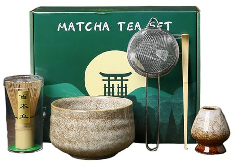Set di Whisk Matcha - 5 pezzi Matchaa Maker Bowl | Utensili per cerimonie del tè giapponese | Accessori Matcha | Matchas frusta e scodelle per la festa della mamma, uffici
