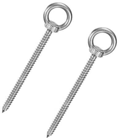 M METERXITY 2-Pack 304 Stainless Steel Eyebolt M8x120mm Shoulder Lifting Eye Bolt Self Tapping Eye Bolts for Wood Securing/Swing/Hanging Hammocks Silver