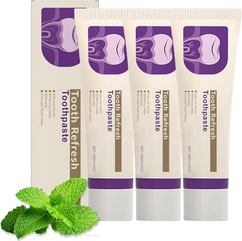 Kreain Nature Tooth Uppfriskande tandkräm, 100 g — Stärker emaljen och ger frisk andning, känsliga tänder, tar bort missfärgning och främjar friska tänder, mild och irriterande, familjer (3 st)