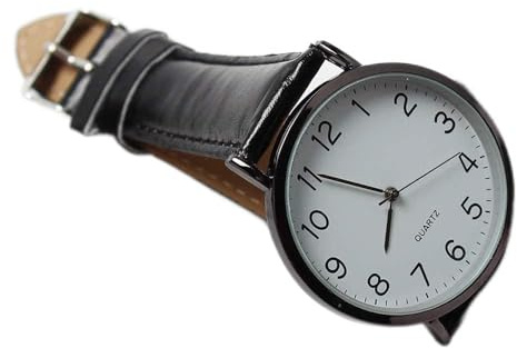 Unisex affärsmode läder kvarts armbandsur för kvinnor med sekundvisare, Svart, En storlek