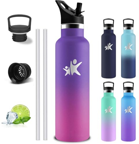 Borraccia Termica- Borraccia 1 litro- Bottiglia Termica- Senza Perdite- Borracce Termiche- Mantiene Caldo per 12 Ore/Freddo 24 Ore, Borracce Termiche per Fitness, Trekking, Campeggio, Yoga
