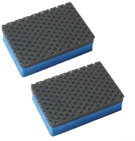 Gdfnmogo Kit spugna argilla auto – 2 pezzi spugna decontaminazione per vernice auto, vetro e ruote – riutilizzabile fango vulcanico pulizia pad con design ergonomico (blu)