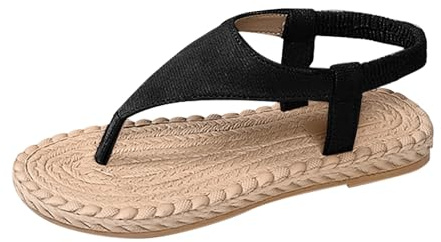 Bohemiska sommarplatta tofflor för kvinnor - strandflip-flop dam halkfria tofflor utomhus avkopplande skor Semelflex 39 enfärgad, enfärgad, vävning, sommarsko