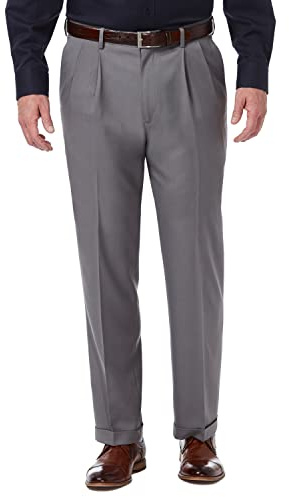 Haggar Hd00651 - Pantalon - Coupe Classique, plissé sur Le Devant, Jambe Droite - Homme