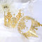 Sacala - 2 decorazioni dorate con strass, decorazione per torta di matrimonio, corona di perle vintage per feste di compleanno