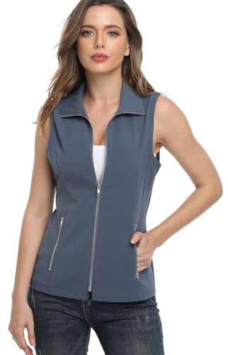 Dilgul Dam Gilet Casual Utility Vest slag Zip Up Utomhus Ärmlös västar Jacka med fickor