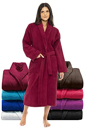 Synanto Towelling Robe 100% Egyptian Cotton Bathrobe - Women's Men Highly Absorbent Shawl For Bath Shower Spa Hotel