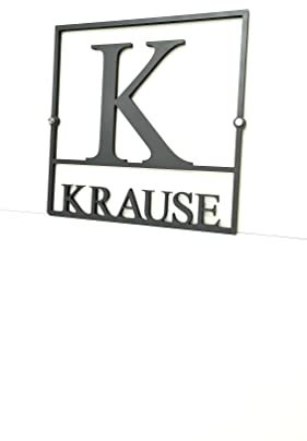 CNC_Werkstatt Monogram Haustürschild - Türschild personalisiert -Namensschild personalisiert (500mm x 500mm, Weiß)