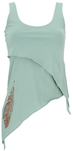 GURU SHOP Festival Elfen Top aus Bio-Baumwolle, Lagentop, Pixitop - Aqua, Damen, Size:L