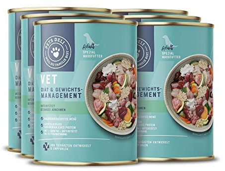 Pets Deli Diät Nassfutter für übergewichtige Hunde mit Huhn, Karotte und Quinoa ohne Zucker und Gluten 6x400g