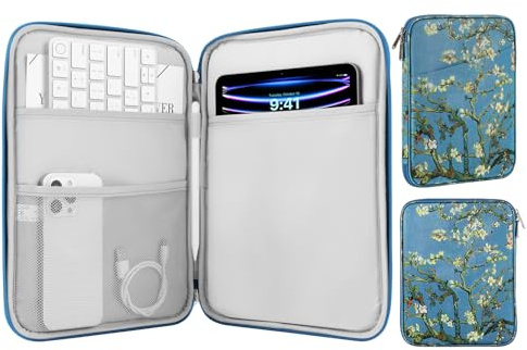 MoKo 9-11 Tablet Tasche Hülle Kompatibel mit iPad Pro 11 M4 2024/11 Zoll iPad Air M2 2024/iPad 10th 10,9 2024/iPad Air 5/4 10,9, Galaxy Tab S9/S8/A8/A7 2022, Aprikosenblume