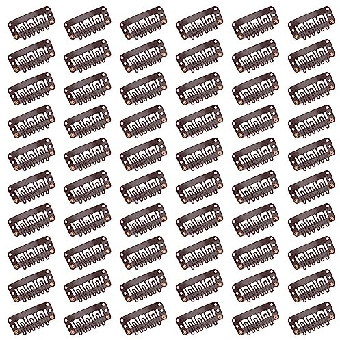Haarverlängerung Clips Perückenclips U Form Haar Extensions Klips Zubehör für Feste Perücken Frauen Männer 60 Stück Dunkelbraun