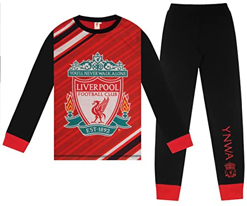 Liverpool FC Official Boys Sublimation Long Pyjamas Red Black 9-10 Years