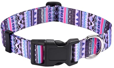 Mihqy Dog Collar for Large Dogs, Fashion Design, Purple Bohemia,L | Neck Fit 14.9-24.8, Multiple Patterns,4 Sizes for Small Medium Large Dogs, Comfortable for Walks and Outdoor Hikes