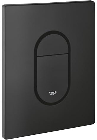 GROHE Arena Cosmopolitan Flush Plate for Concealed Cisterns (Dual Flush or Start-and-Stop Actuation for Pneumatic Drop Valve AV1, Water Saving, Vertical Fit), Size 156x197mm, Phantom Black, 38844KF0