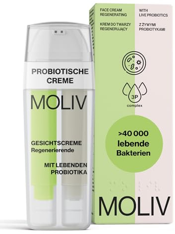 MOLIV Regenerierende Gesichtscreme, Feuchtigkeitsspendende Gesichtscreme, Nährende Creme, Anti-Aging Creme mit lebenden Probiotika