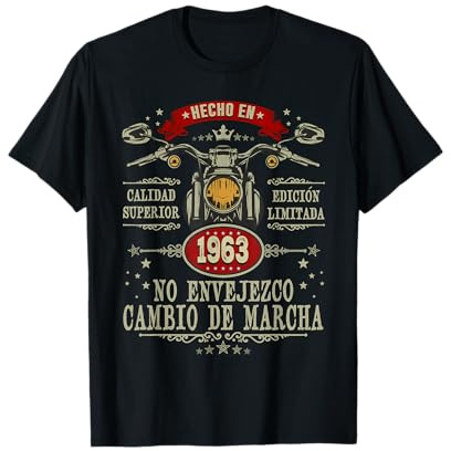 Hecho en 1963 - 63 Años Cumpleaños Moto Biker Hombre Motero Camiseta