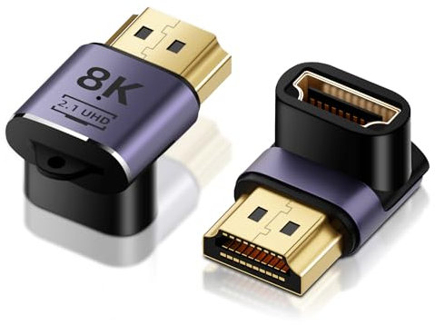 LUIRSAY Fiche coudée HDMI, 2PCS fiches coudées HDMI 90 degrés et 270 degrés avec 8K@60Hz / 4K @120Hz UHD2.1 Arc HDR10 et Dolby Vision pour PS5, TV Stick