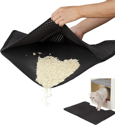 Tappetino per lettiera per gatti - 30 x 45 cm - Design nido d'ape - Impermeabile - Doppio strato - Design nido d'ape - 30 x 45 cm