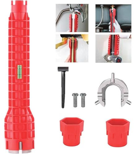 Lunyloer 8 in 1 Tap Spanner, Basin Wrench, Multifunctional Faucet Wrench Set, Sinks Bathrooms and KitchensHome Repairs for Tap Spanner for Tight Space
