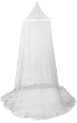 Aqur2020 Canopy Bed Curtains, Round Bed Cannopy Drapes for Home Living, Soft Canopy Net Home Decoration, White/Blue/Light Pink Optional (White)