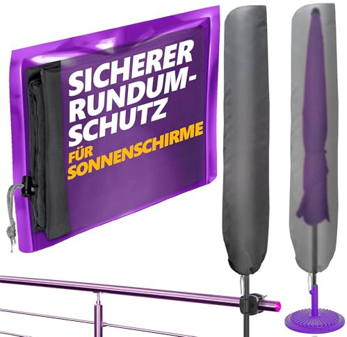 4smile Housse de protection pour parasol - Résistante aux intempéries - 2 m de diamètre / 2 m x 1,25 m - Housse de parasol résistante en polyester - Anthracite