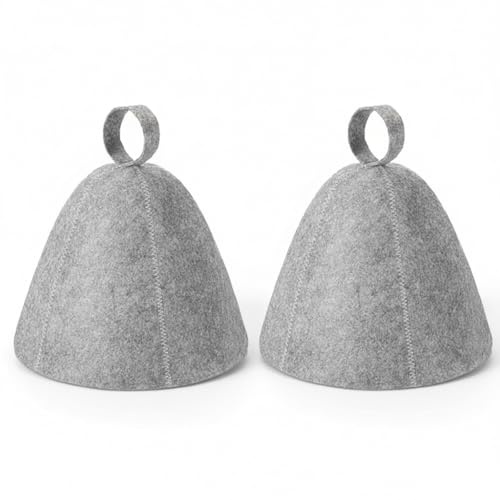 SOIMISS 2pcs Sauna Hat Set, Sauna Hat for Men & Women Sauna Accessories, Felt Sauna Cap for Steam Cap, Steam Room, Bathroom, Travel and Home Sauna Use, Grey