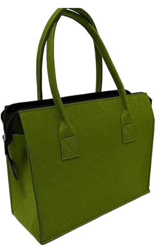 DYYEUAVT Borsa for la Spesa Portatile in Feltro, Grande capacità, con Cerniera, Pieghevole, da Viaggio(Green)