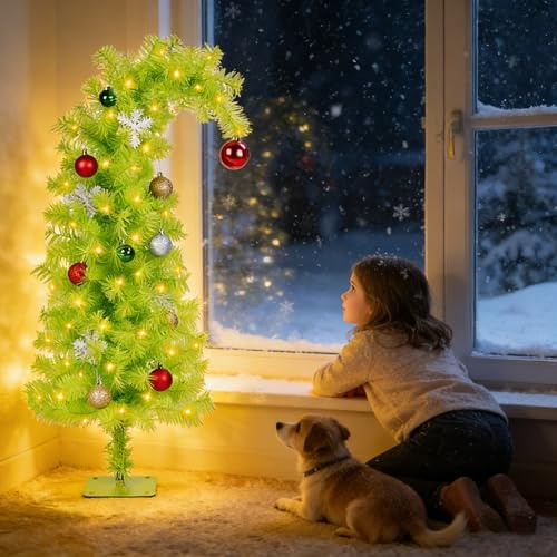Albero di Natale artificiale da 90cm, albero di Natale artificiale illuminato, alimentato a batteria, Christmas Tree con luci LED bianche calde, decorazioni natalizie per interni e vacanze