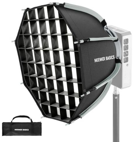 NEEWER Grunderna 30 cm Octagon softbox med minihållare (ingen Bowens Mount), mini Octabox parabol Soft Box Set med diffusorer och galler för HS LED-fotobelysning för studiofotografering, NS68P