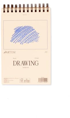 Hartem - Bloc de Dibujo para Artistas, A6 Sketchbook 90g/m², 60 Hojas/120 Páginas Encuadernadas en Espiral, 10,5 x 14,8 cm, Cuaderno de Bocetos