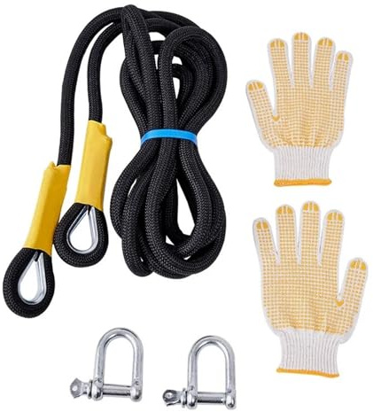 Cavo Di Traino For Recupero Cinetico Da 12 Tonnellate, Cinghia Di Traino For Impieghi Gravosi Fuoristrada Da 8/10 M, 2 Grilli Morbidi In UHMWPE, Kit Di Funi Di Recupero For SUV, ATV(12ton 10m-black)