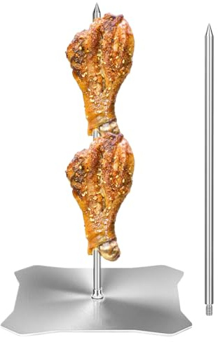 Vertical Barbecue Skewer – Stainless Vertical Meat Skewer 35 cm, Rotisserie Attachment for Gas Barbecue Electric Grill Garden Fixed Kebab Chicken for Shawarma Barbecue Swivel Barbecue Party