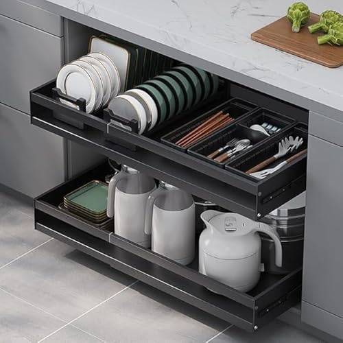 ELUKHT Telescopic Drawer Slide for Kitchen Cabinets - Adjustable Width 32-52cm/47-82cm - Ideal for Under-Sink nization and Storage Solutions 47,B(2pcs)-47-82cm