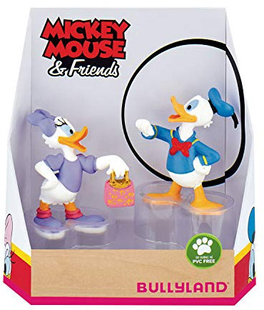 Bullyland 15084 - Spielfigurenset, Walt Disney Mickey Mouse Geschenkset-Donald und Daisy, liebevoll handbemalte Figuren, PVC-frei, tolles Geschenk für Jungen und Mädchen zum fantasievollen Spielen