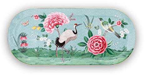Essenza Home Pip Studio Tortenteller rechteckig Blushing Birds | blau - 33,3 x 15,5 cm